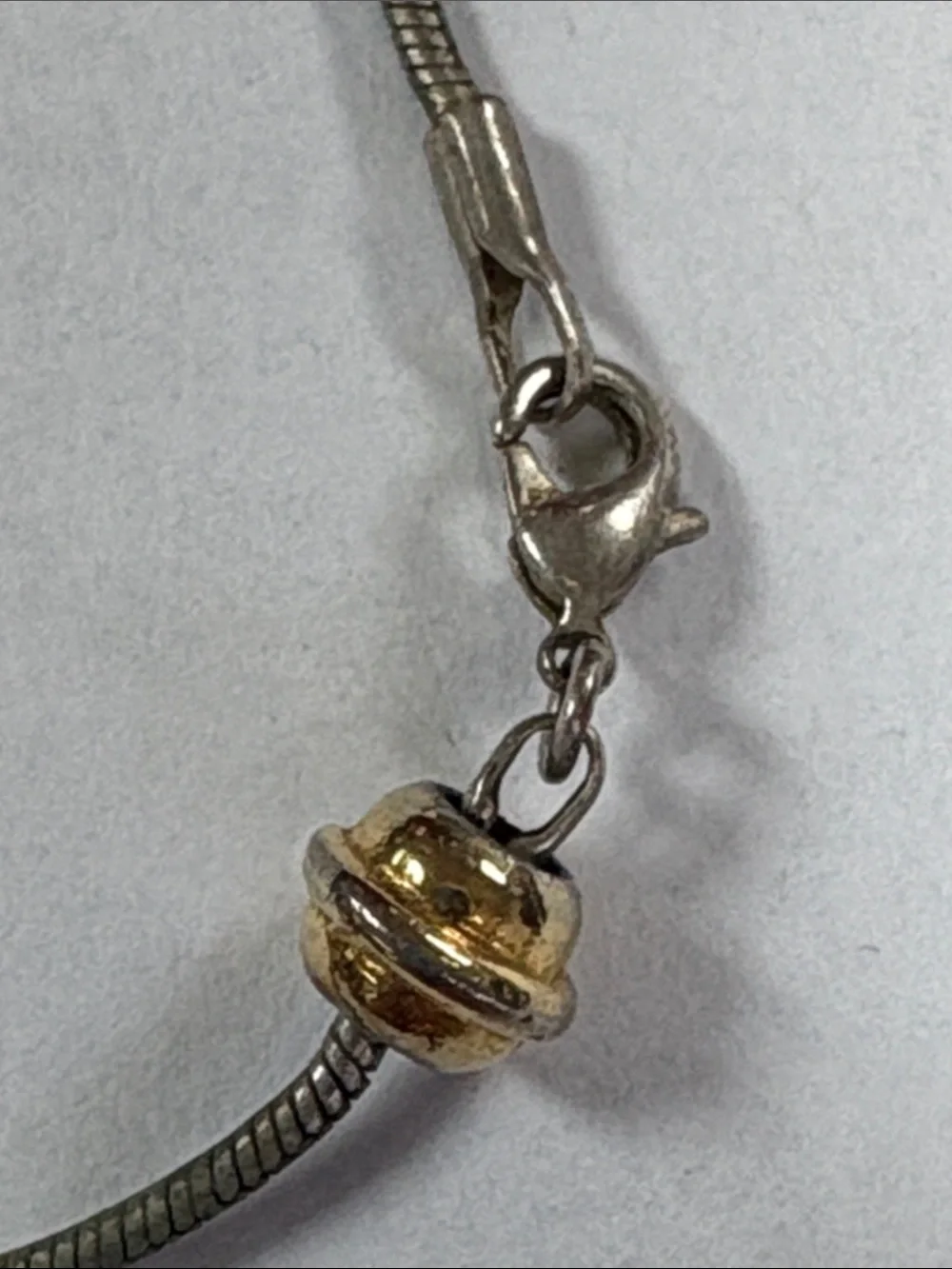 Silver-Tone Charm Necklace with Pink, Green and Gold Accents